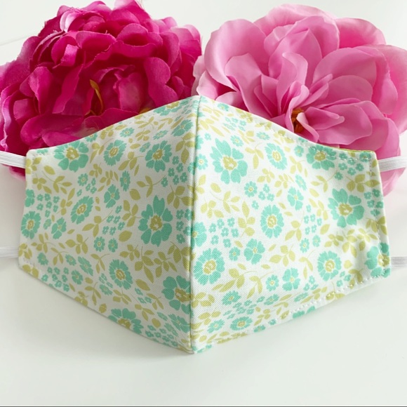 2/$20 Triple Layer Handmade Face Mask floral - Picture 2 of 3